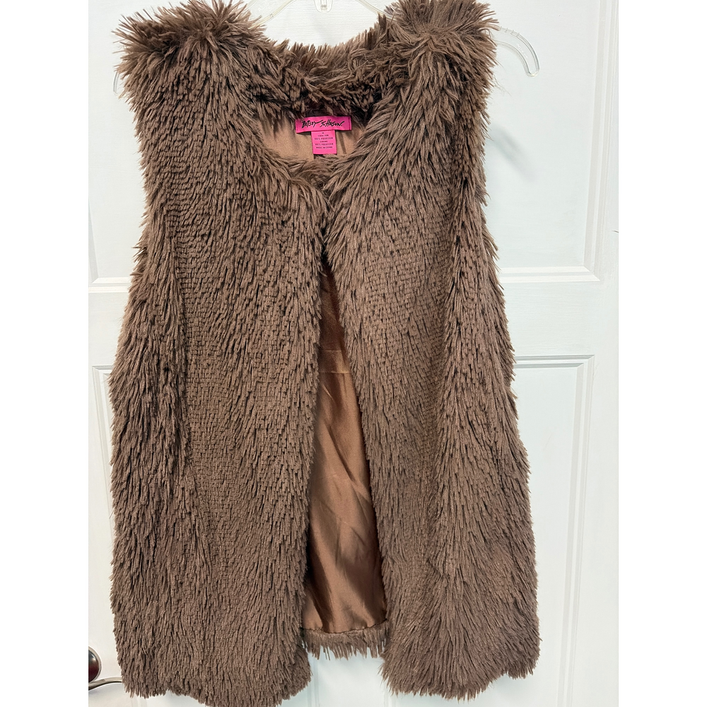 Betsey Johnson Brown Faux Fur Vest - Picture 1 of 5